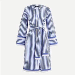 J. Crew blue & white striped tunic dress with tasseled belt
